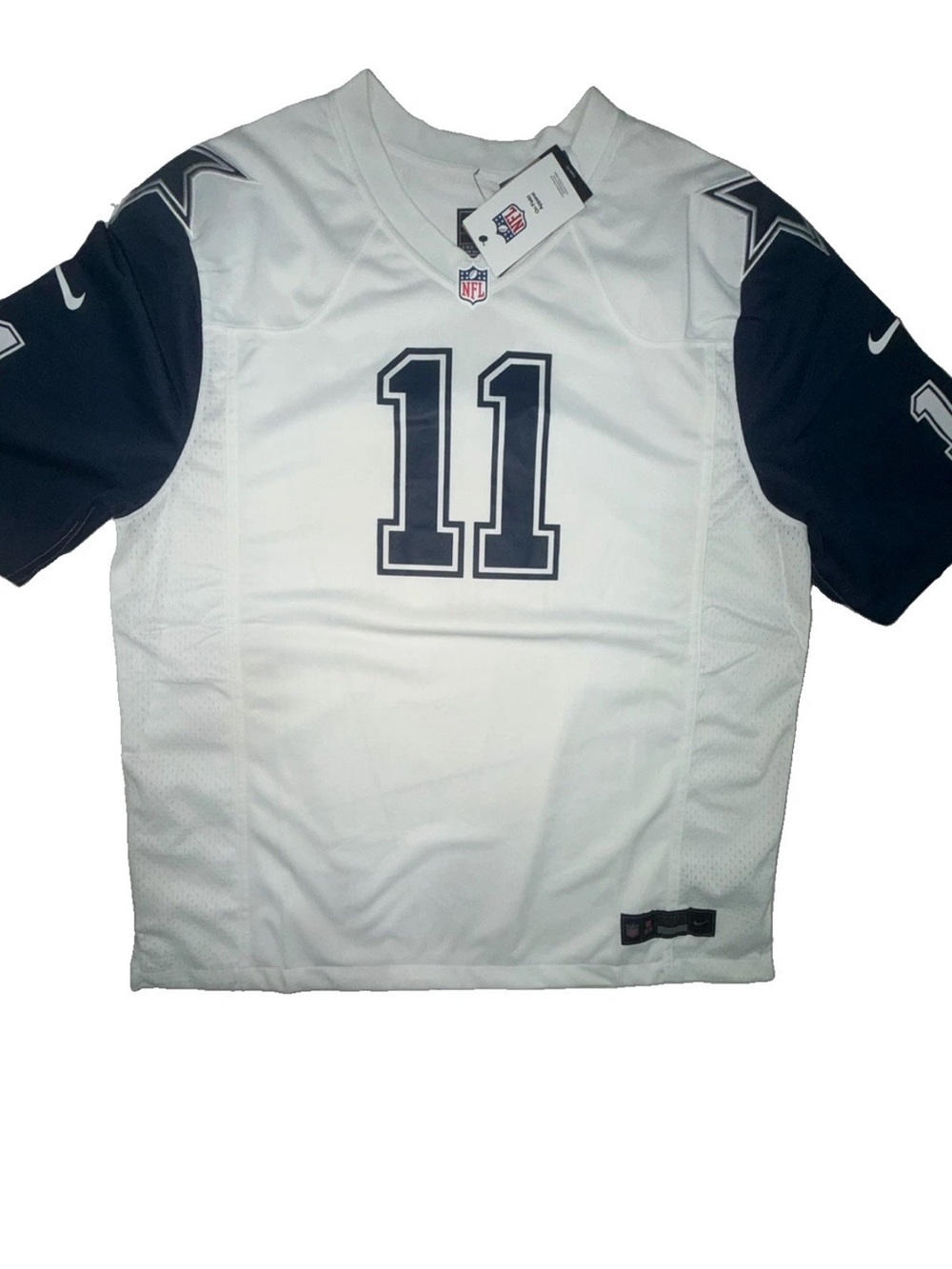 Nike White and Navy #11 Men's Football Jersey